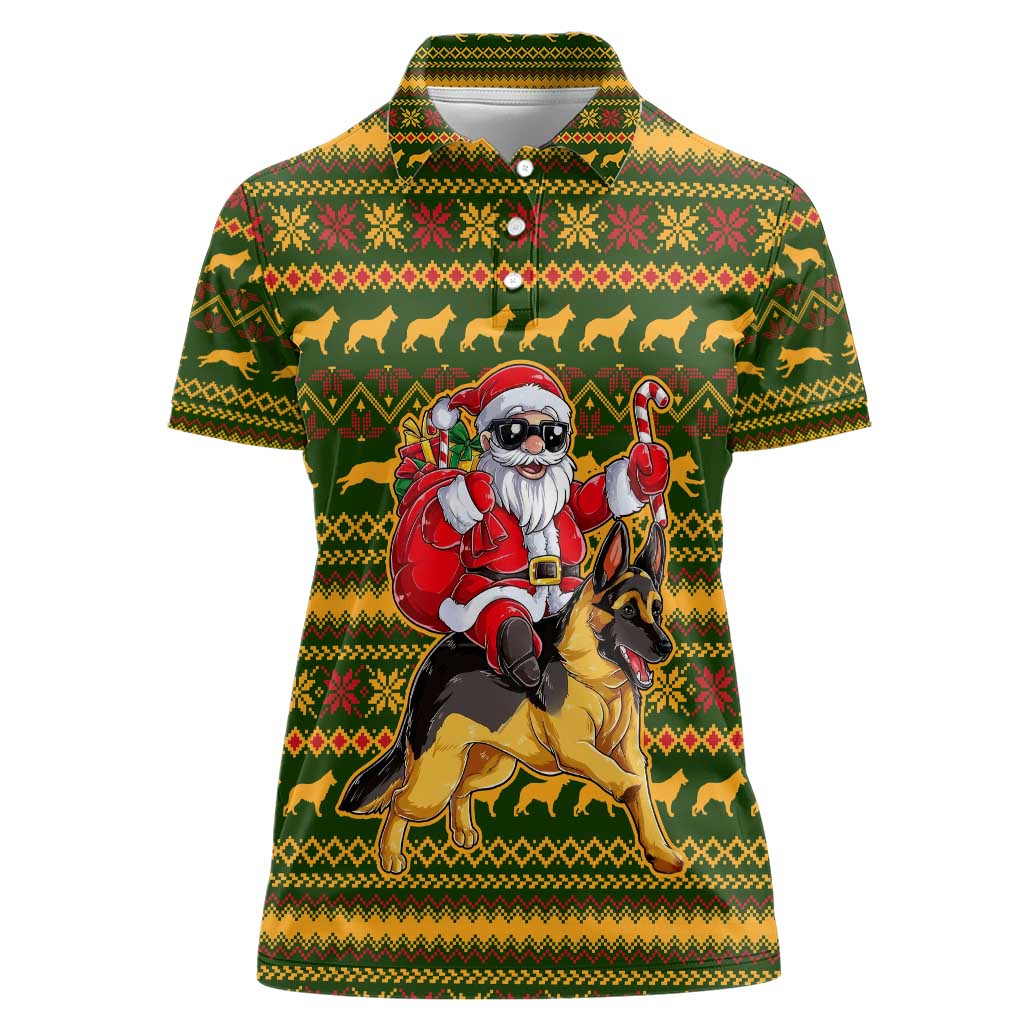Awesome German Shepherd Dog Santa Claus Christmas Women Polo Shirt Xmas Holiday Patterns - Wonder Print Shop