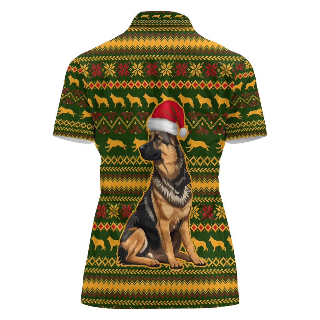 Awesome German Shepherd Dog Santa Claus Christmas Women Polo Shirt Xmas Holiday Patterns - Wonder Print Shop
