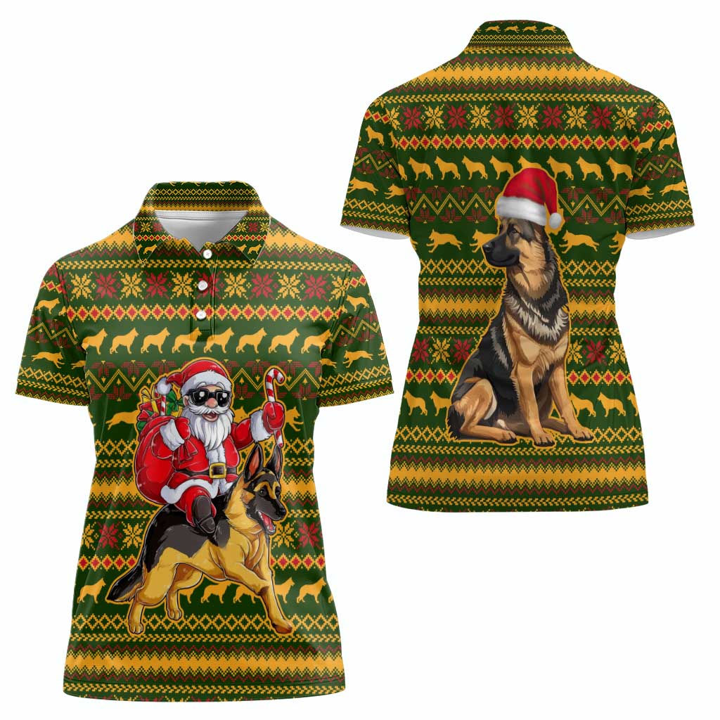 Awesome German Shepherd Dog Santa Claus Christmas Women Polo Shirt Xmas Holiday Patterns - Wonder Print Shop