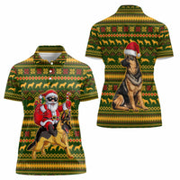 Awesome German Shepherd Dog Santa Claus Christmas Women Polo Shirt Xmas Holiday Patterns - Wonder Print Shop