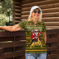 Awesome German Shepherd Dog Santa Claus Christmas Women Polo Shirt Xmas Holiday Patterns - Wonder Print Shop