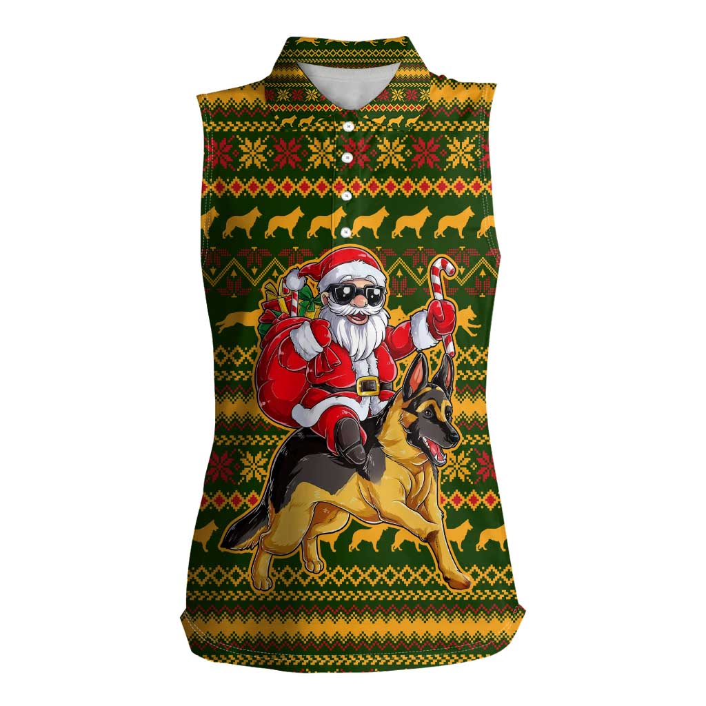 Awesome German Shepherd Dog Santa Claus Christmas Women Sleeveless Polo Shirt Xmas Holiday Patterns - Wonder Print Shop