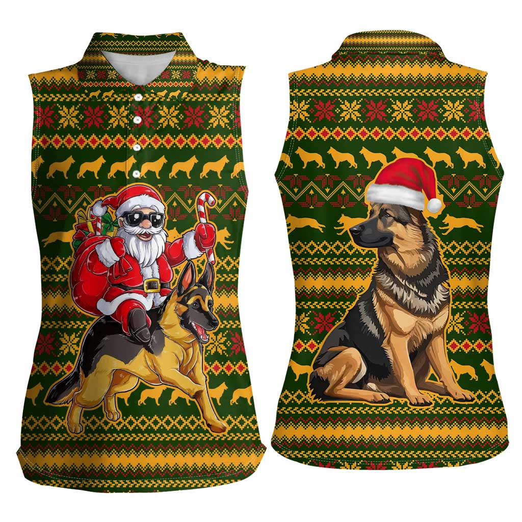 Awesome German Shepherd Dog Santa Claus Christmas Women Sleeveless Polo Shirt Xmas Holiday Patterns - Wonder Print Shop