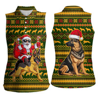 Awesome German Shepherd Dog Santa Claus Christmas Women Sleeveless Polo Shirt Xmas Holiday Patterns - Wonder Print Shop