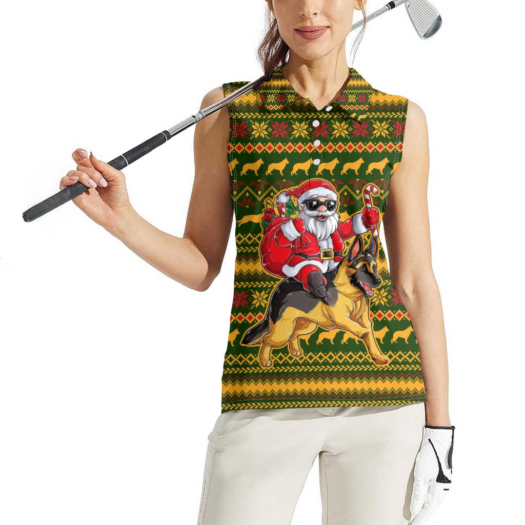 Awesome German Shepherd Dog Santa Claus Christmas Women Sleeveless Polo Shirt Xmas Holiday Patterns - Wonder Print Shop