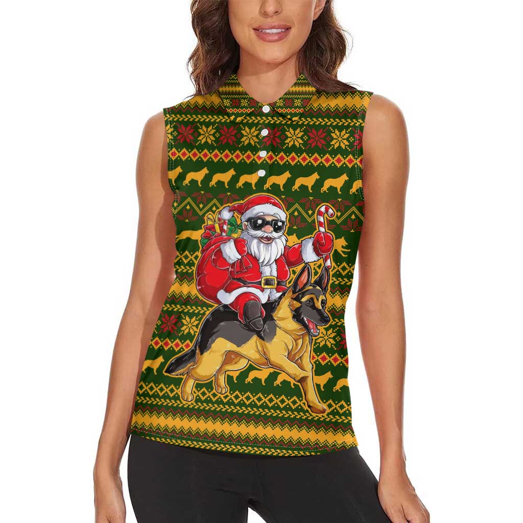 Awesome German Shepherd Dog Santa Claus Christmas Women Sleeveless Polo Shirt Xmas Holiday Patterns - Wonder Print Shop