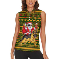 Awesome German Shepherd Dog Santa Claus Christmas Women Sleeveless Polo Shirt Xmas Holiday Patterns - Wonder Print Shop