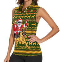 Awesome German Shepherd Dog Santa Claus Christmas Women Sleeveless Polo Shirt Xmas Holiday Patterns - Wonder Print Shop