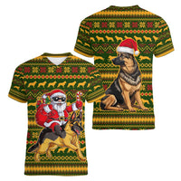 Awesome German Shepherd Dog Santa Claus Christmas Women V-Neck T-Shirt Xmas Holiday Patterns - Wonder Print Shop