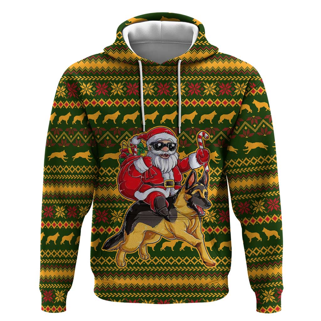 Awesome German Shepherd Dog Santa Claus Christmas Zip Hoodie Xmas Holiday Patterns - Wonder Print Shop