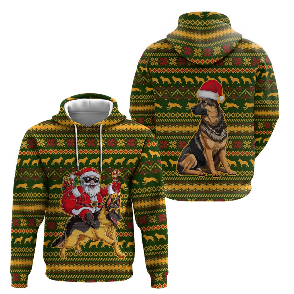 Awesome German Shepherd Dog Santa Claus Christmas Zip Hoodie Xmas Holiday Patterns - Wonder Print Shop