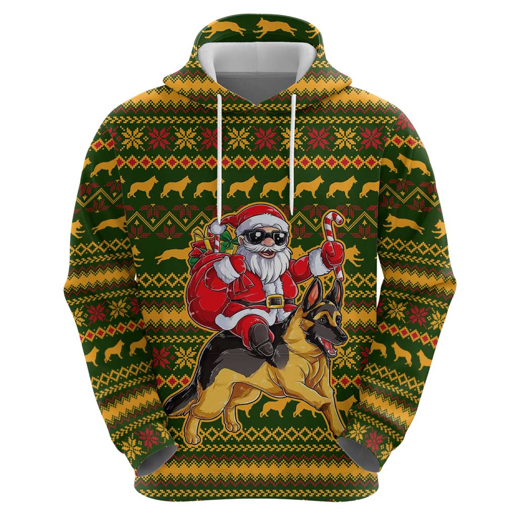 Awesome German Shepherd Dog Santa Claus Christmas Zip Hoodie Xmas Holiday Patterns - Wonder Print Shop