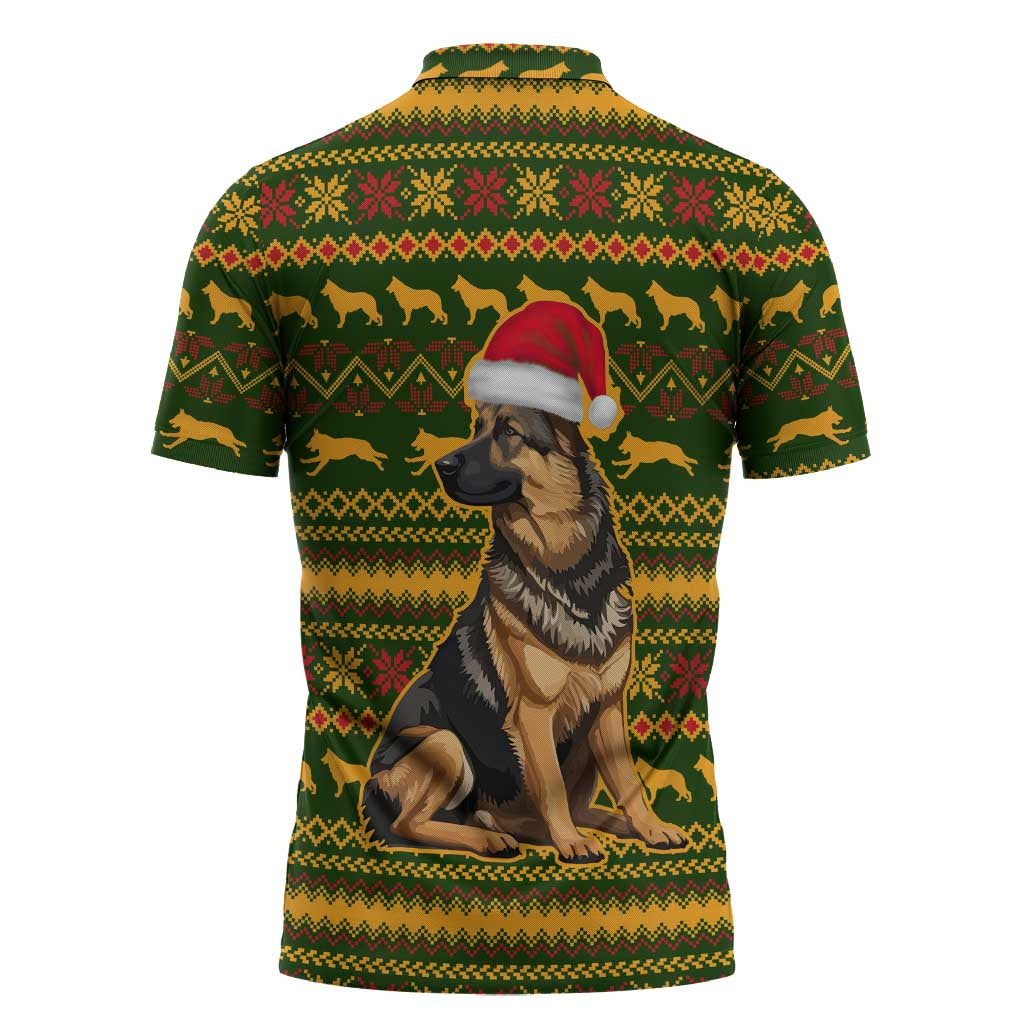 Awesome German Shepherd Dog Santa Claus Christmas Zipper Polo Shirt Xmas Holiday Patterns - Wonder Print Shop