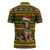 Awesome German Shepherd Dog Santa Claus Christmas Zipper Polo Shirt Xmas Holiday Patterns - Wonder Print Shop