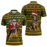 Awesome German Shepherd Dog Santa Claus Christmas Zipper Polo Shirt Xmas Holiday Patterns - Wonder Print Shop