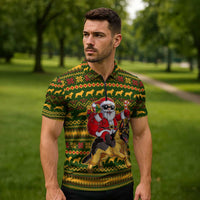 Awesome German Shepherd Dog Santa Claus Christmas Zipper Polo Shirt Xmas Holiday Patterns - Wonder Print Shop