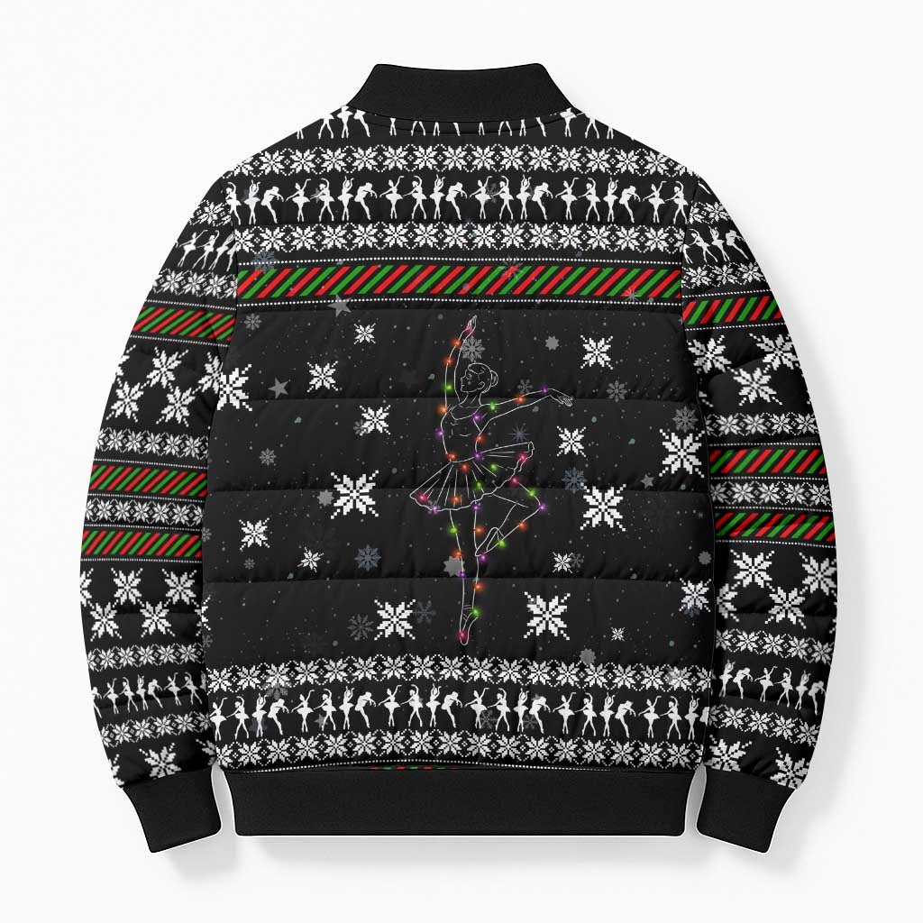Ballet Pointe Christmas Design Bomber Puffer Jacket Xmas Holiday Patterns - Wonder Print Shop