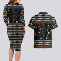 Ballet Pointe Christmas Design Couples Matching Long Sleeve Bodycon Dress and Hawaiian Shirt Xmas Holiday Patterns - Wonder Print Shop