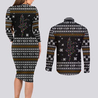 Ballet Pointe Christmas Design Couples Matching Long Sleeve Bodycon Dress and Long Sleeve Button Shirt Xmas Holiday Patterns - Wonder Print Shop