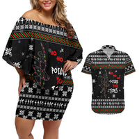 Ballet Pointe Christmas Design Couples Matching Off Shoulder Short Dress and Hawaiian Shirt Xmas Holiday Patterns - Wonder Print Shop