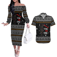 Ballet Pointe Christmas Design Couples Matching Off The Shoulder Long Sleeve Dress and Hawaiian Shirt Xmas Holiday Patterns - Wonder Print Shop