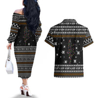 Ballet Pointe Christmas Design Couples Matching Off The Shoulder Long Sleeve Dress and Hawaiian Shirt Xmas Holiday Patterns - Wonder Print Shop