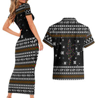 Ballet Pointe Christmas Design Couples Matching Short Sleeve Bodycon Dress and Hawaiian Shirt Xmas Holiday Patterns - Wonder Print Shop