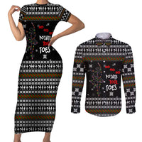 Ballet Pointe Christmas Design Couples Matching Short Sleeve Bodycon Dress and Long Sleeve Button Shirt Xmas Holiday Patterns - Wonder Print Shop