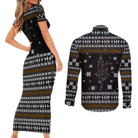 Ballet Pointe Christmas Design Couples Matching Short Sleeve Bodycon Dress and Long Sleeve Button Shirt Xmas Holiday Patterns - Wonder Print Shop
