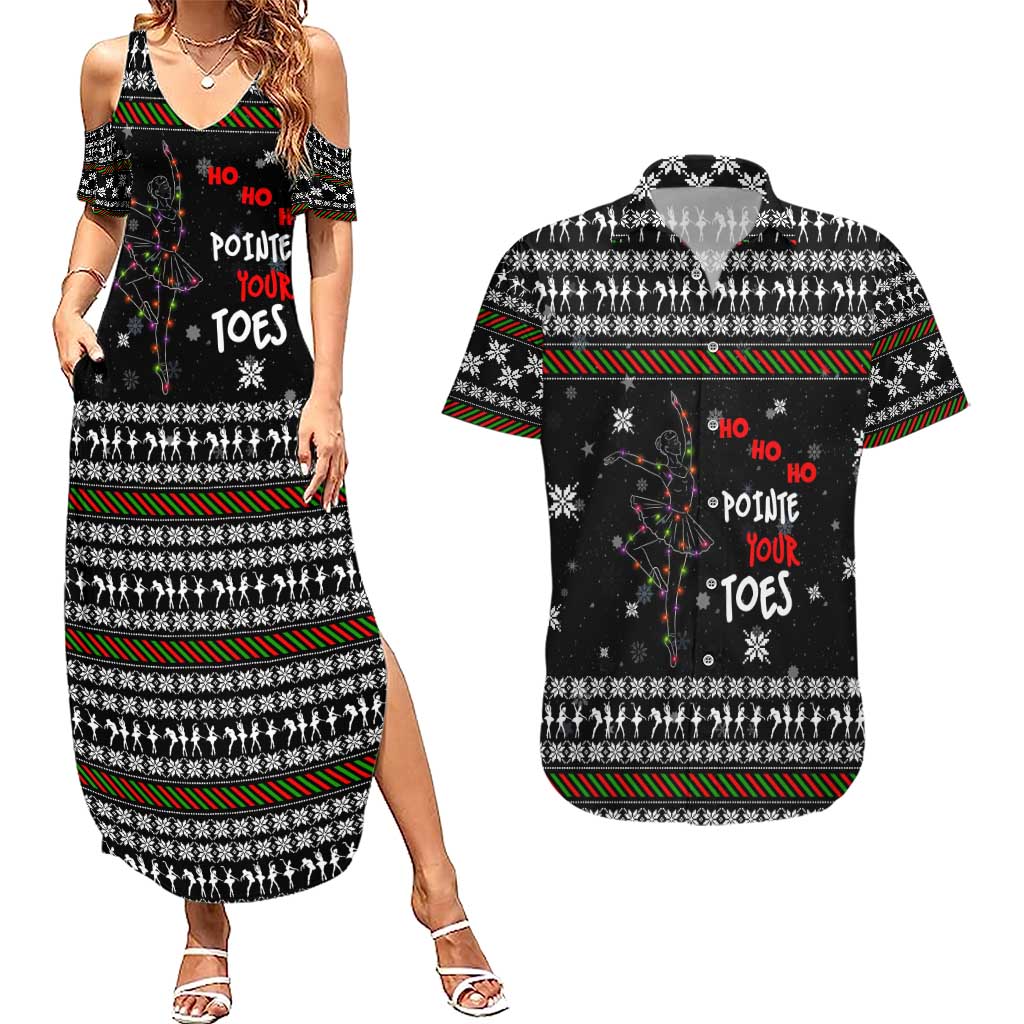 Ballet Pointe Christmas Design Couples Matching Summer Maxi Dress and Hawaiian Shirt Xmas Holiday Patterns - Wonder Print Shop