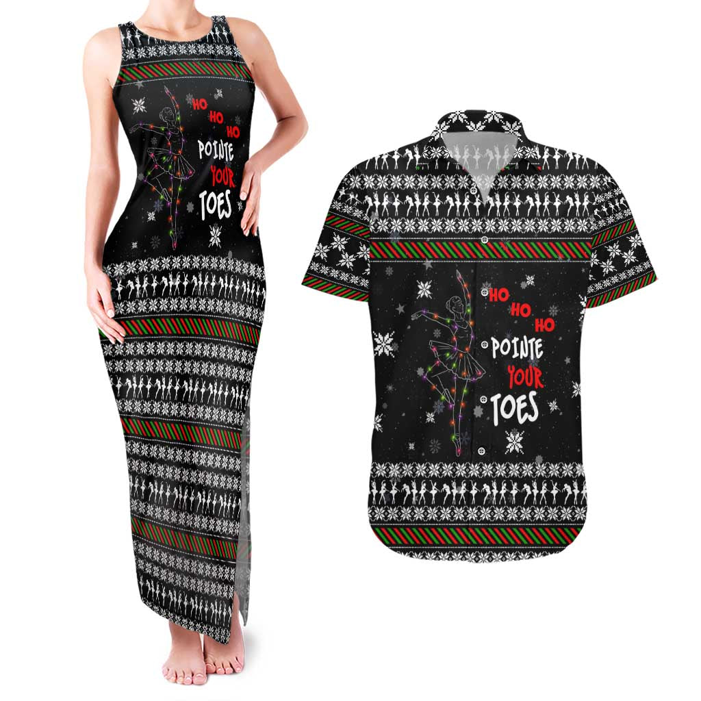 Ballet Pointe Christmas Design Couples Matching Tank Maxi Dress and Hawaiian Shirt Xmas Holiday Patterns - Wonder Print Shop