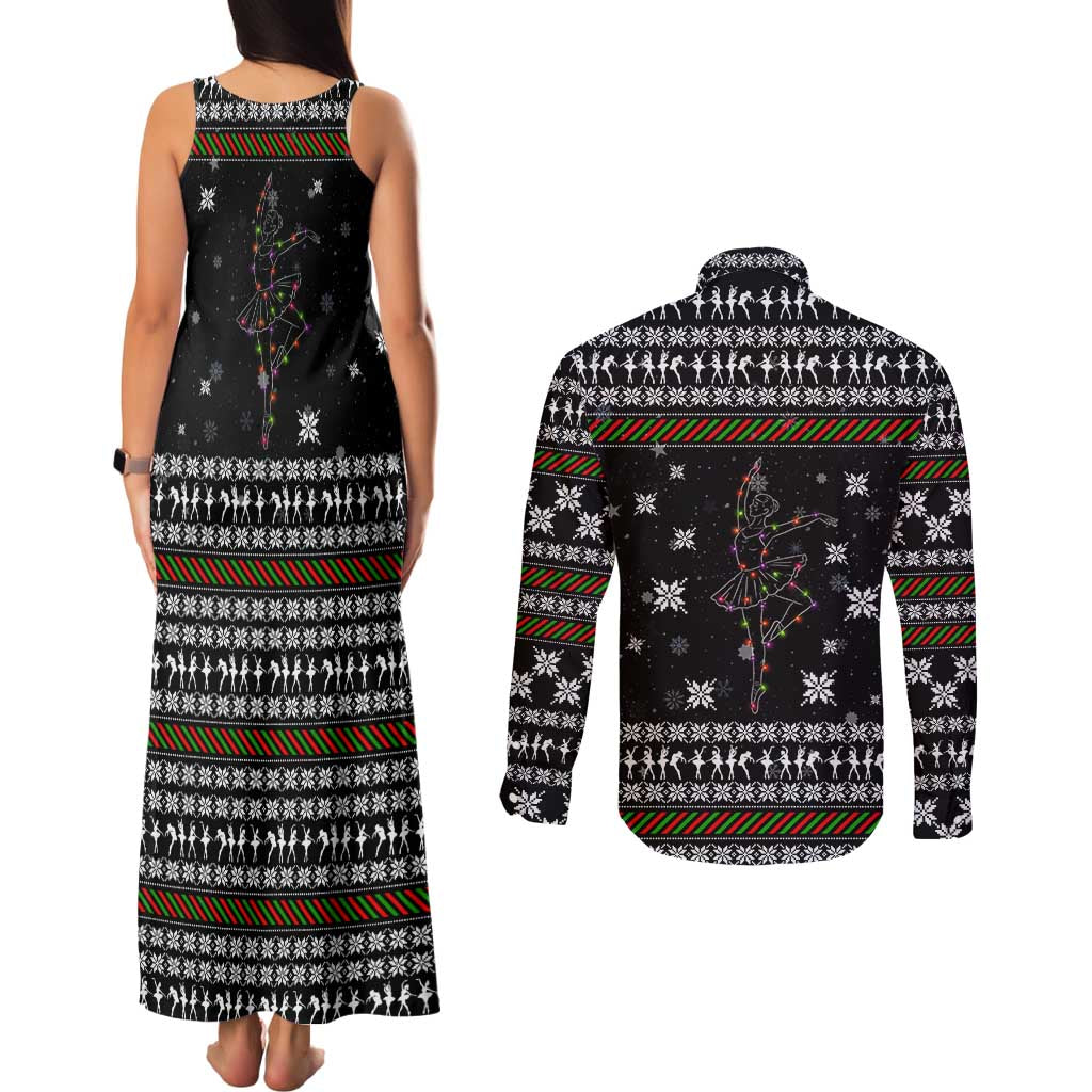 Ballet Pointe Christmas Design Couples Matching Tank Maxi Dress and Long Sleeve Button Shirt Xmas Holiday Patterns - Wonder Print Shop