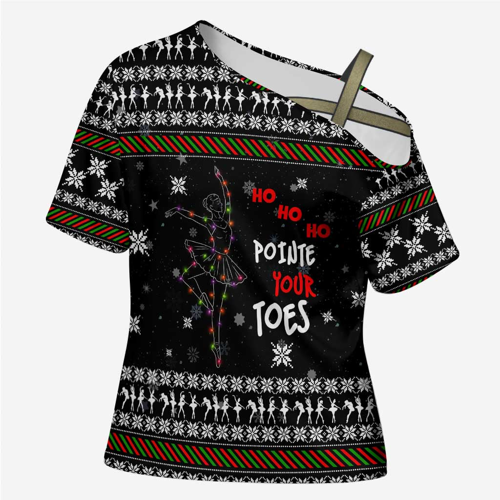 Ballet Pointe Christmas Design Cross Shoulder Shirt Xmas Holiday Patterns - Wonder Print Shop