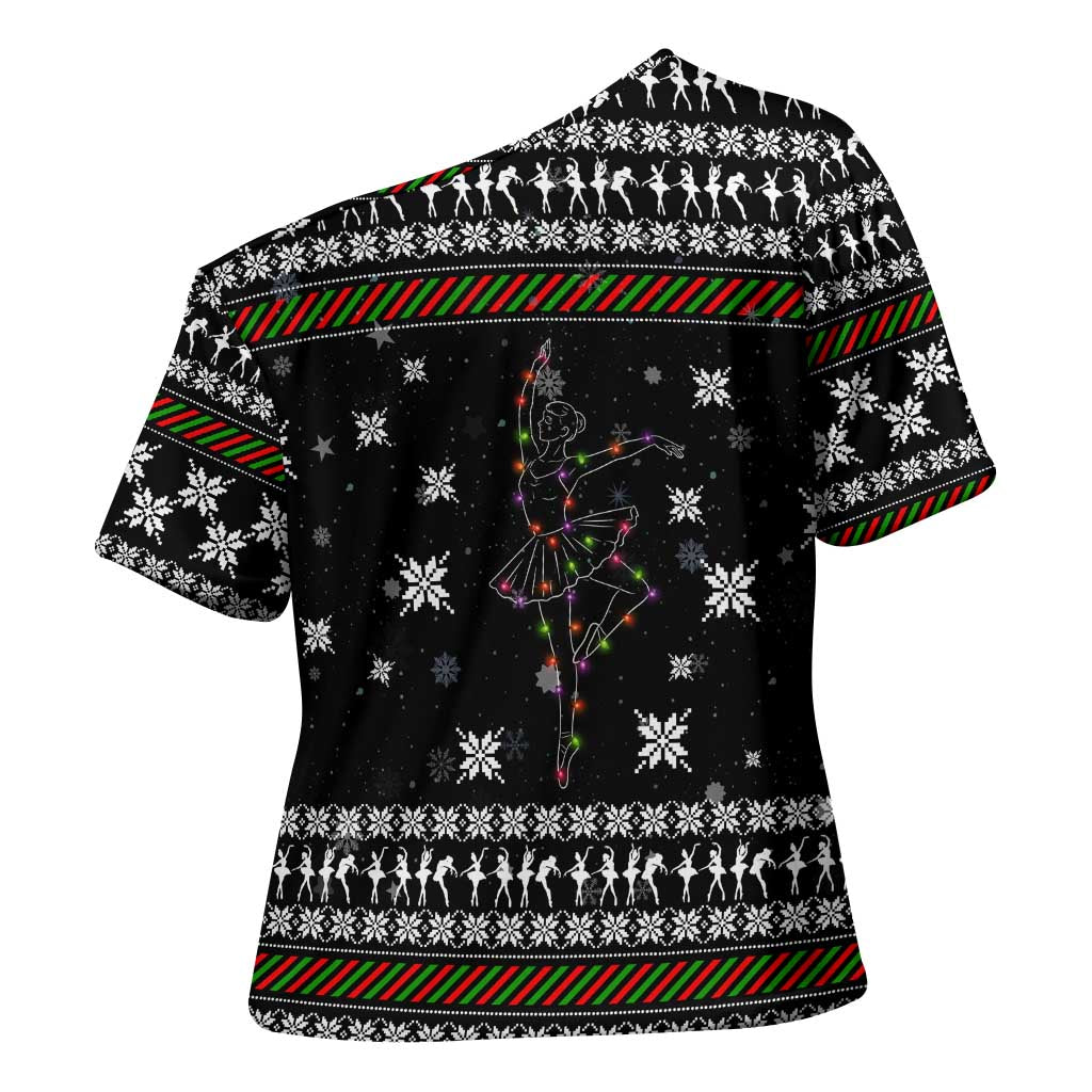 Ballet Pointe Christmas Design Cross Shoulder Shirt Xmas Holiday Patterns - Wonder Print Shop