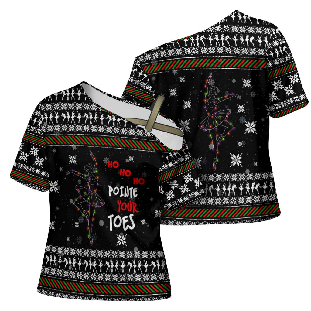 Ballet Pointe Christmas Design Cross Shoulder Shirt Xmas Holiday Patterns - Wonder Print Shop