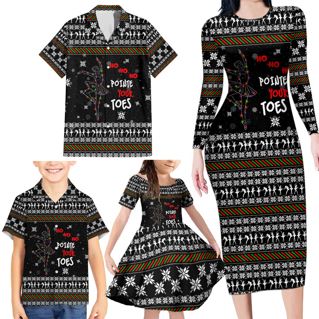 Ballet Pointe Christmas Design Family Matching Long Sleeve Bodycon Dress and Hawaiian Shirt Xmas Holiday Patterns - Wonder Print Shop