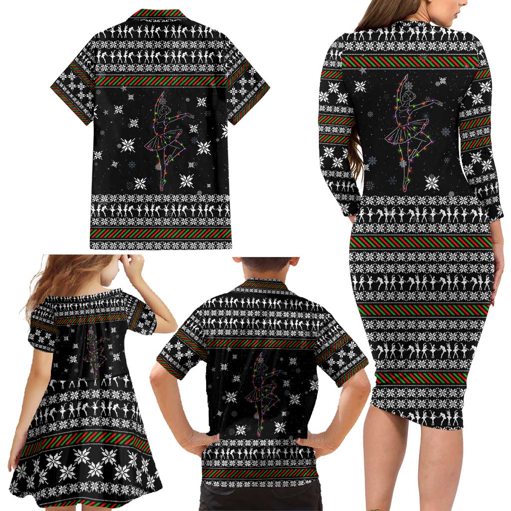 Ballet Pointe Christmas Design Family Matching Long Sleeve Bodycon Dress and Hawaiian Shirt Xmas Holiday Patterns - Wonder Print Shop