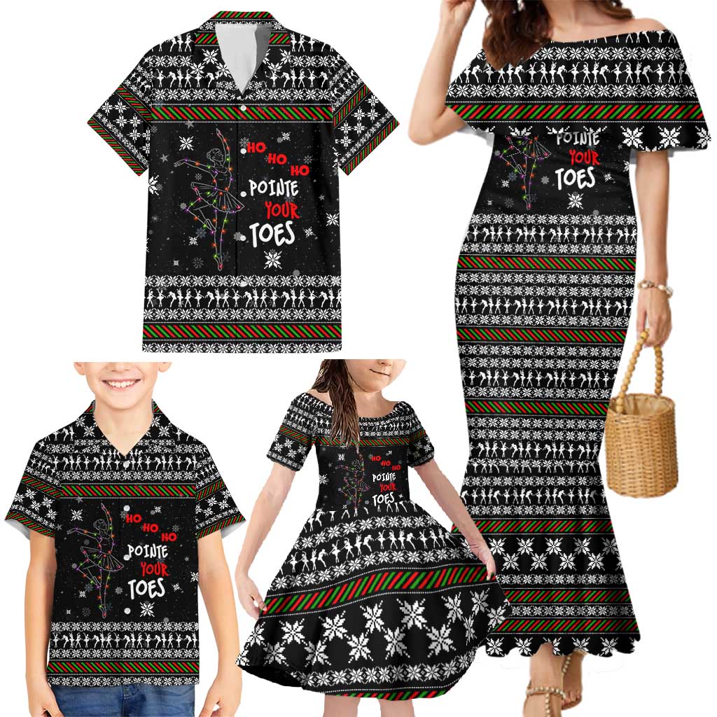 Ballet Pointe Christmas Design Family Matching Mermaid Dress and Hawaiian Shirt Xmas Holiday Patterns - Wonder Print Shop