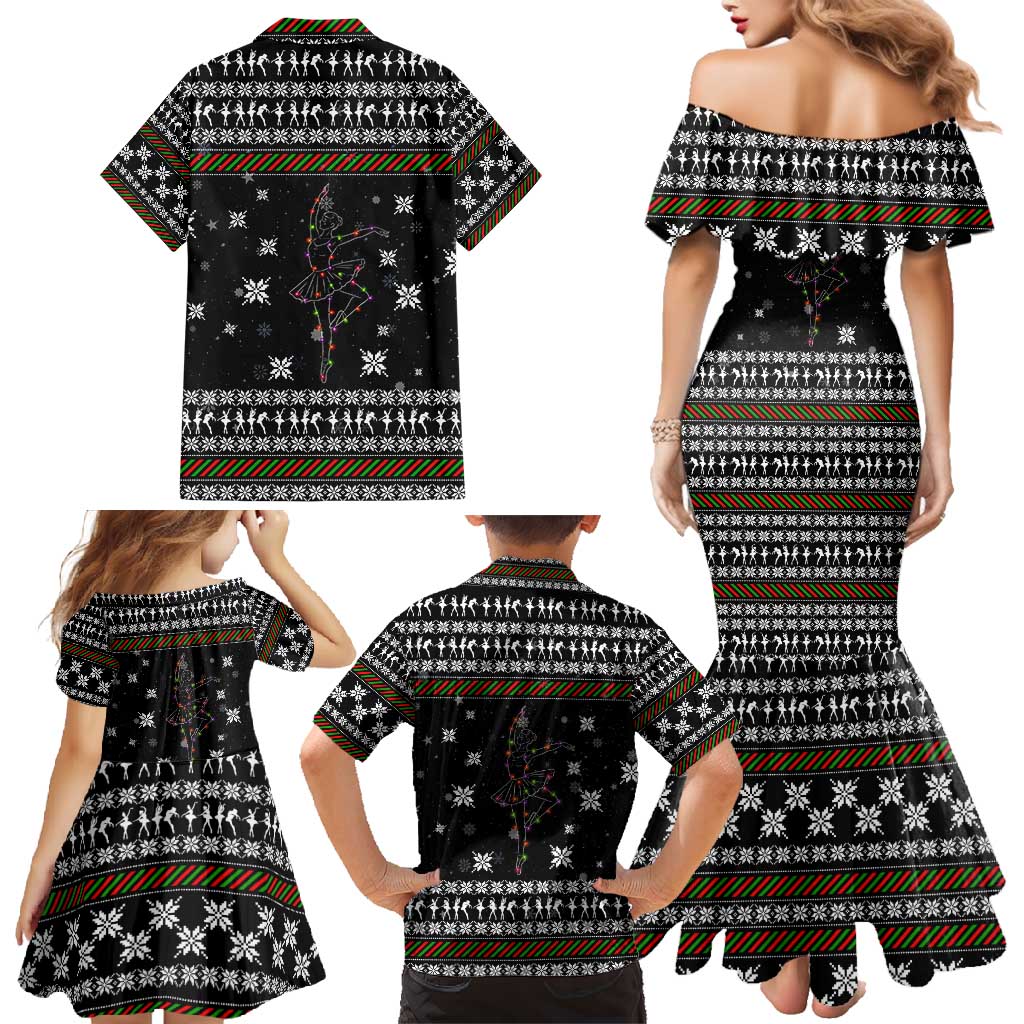 Ballet Pointe Christmas Design Family Matching Mermaid Dress and Hawaiian Shirt Xmas Holiday Patterns - Wonder Print Shop