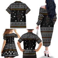 Ballet Pointe Christmas Design Family Matching Off The Shoulder Long Sleeve Dress and Hawaiian Shirt Xmas Holiday Patterns - Wonder Print Shop