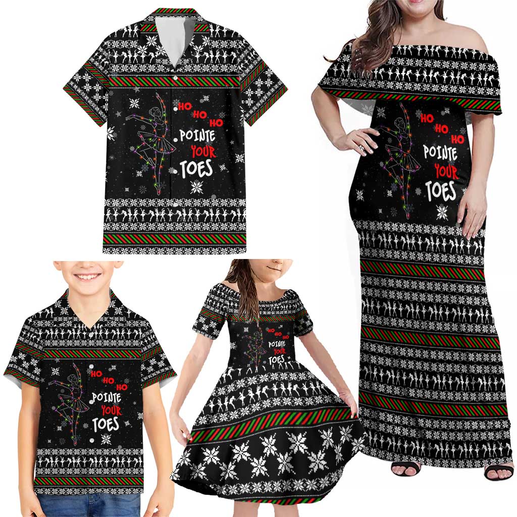 Ballet Pointe Christmas Design Family Matching Off Shoulder Maxi Dress and Hawaiian Shirt Xmas Holiday Patterns - Wonder Print Shop