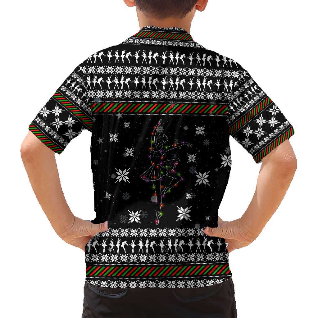 Ballet Pointe Christmas Design Family Matching Off Shoulder Short Dress and Hawaiian Shirt Xmas Holiday Patterns - Wonder Print Shop
