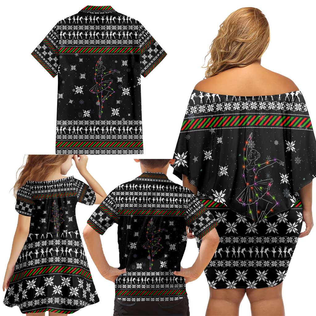 Ballet Pointe Christmas Design Family Matching Off Shoulder Short Dress and Hawaiian Shirt Xmas Holiday Patterns - Wonder Print Shop
