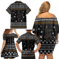 Ballet Pointe Christmas Design Family Matching Off Shoulder Short Dress and Hawaiian Shirt Xmas Holiday Patterns - Wonder Print Shop