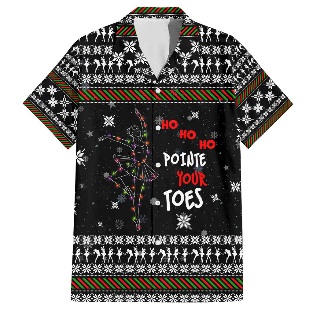 Ballet Pointe Christmas Design Family Matching Off Shoulder Short Dress and Hawaiian Shirt Xmas Holiday Patterns - Wonder Print Shop