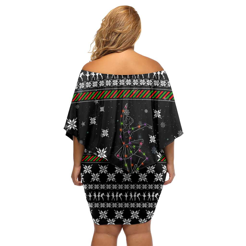 Ballet Pointe Christmas Design Family Matching Off Shoulder Short Dress and Hawaiian Shirt Xmas Holiday Patterns - Wonder Print Shop