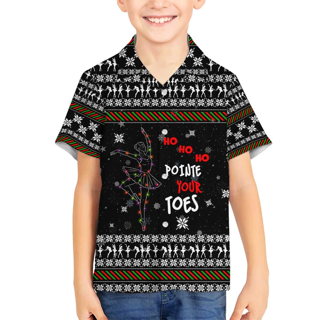 Ballet Pointe Christmas Design Family Matching Off Shoulder Short Dress and Hawaiian Shirt Xmas Holiday Patterns - Wonder Print Shop