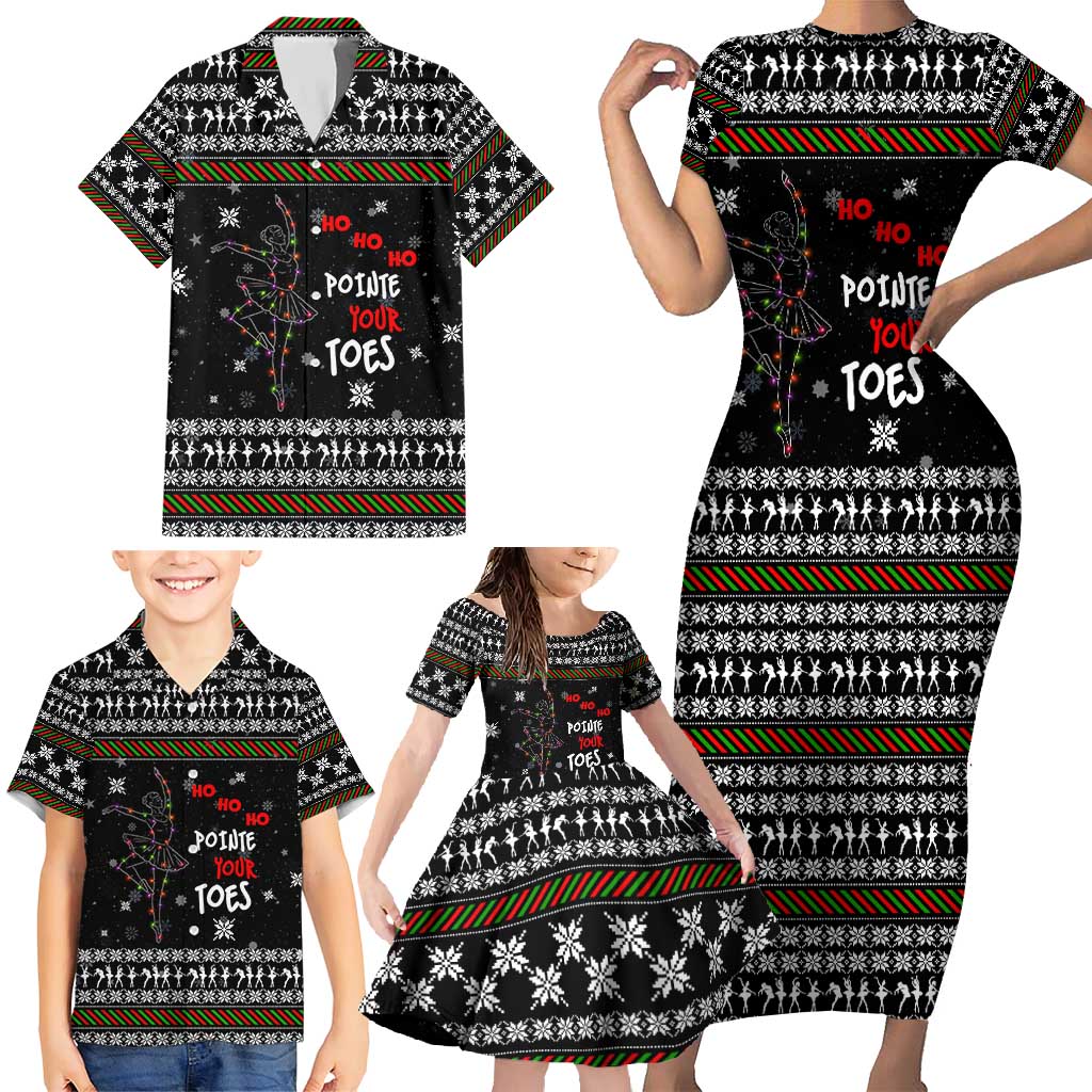 Ballet Pointe Christmas Design Family Matching Short Sleeve Bodycon Dress and Hawaiian Shirt Xmas Holiday Patterns - Wonder Print Shop