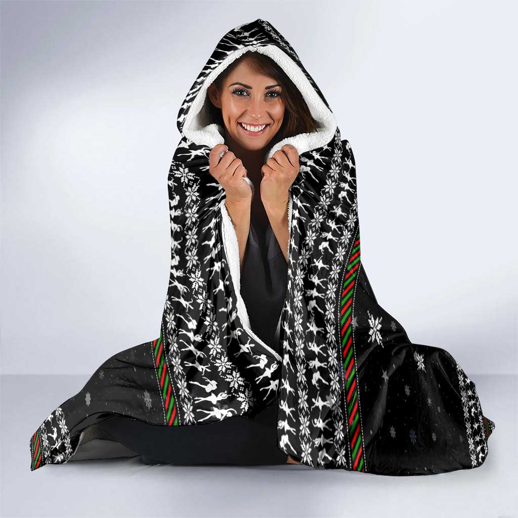 Ballet Pointe Christmas Design Hooded Blanket Xmas Holiday Patterns - Wonder Print Shop