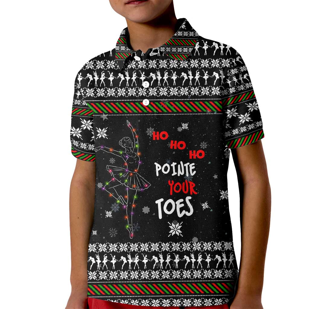 Ballet Pointe Christmas Design Kid Polo Shirt Xmas Holiday Patterns - Wonder Print Shop